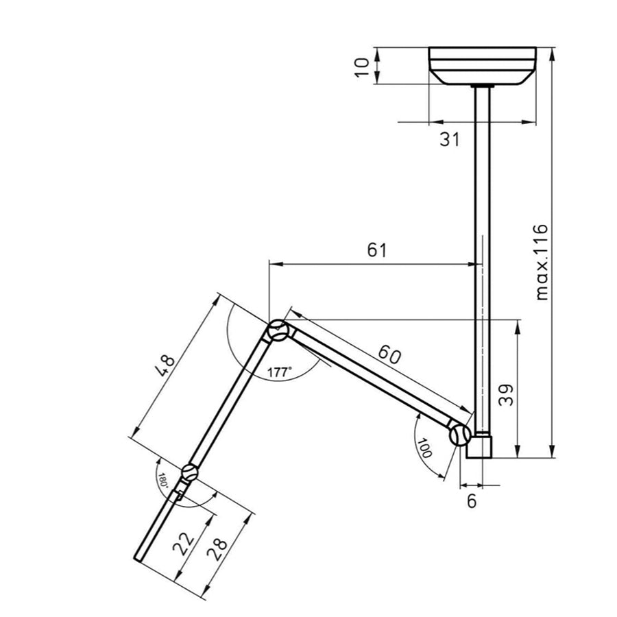 Lente d'ingrandimento OPTICLUX con luce LED/Wood - Soffitto o Stativo con ruote