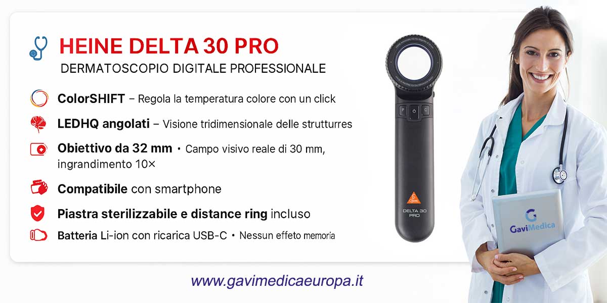 Caratteristiche Heine Delta 30 PRO: il dermatoscopio digitale pensato per i professionisti sanitari